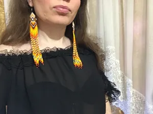 Pendientes de cuentas en OFERTA, pendientes largos color naranja, pendientes extra largos, pendientes con flecos, pendientes estilo boho PARA BODA, ANIVERSARIO - Product Image 4