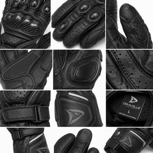 Gants de moto en cuir Pyrotect à doigts entiers, respirants, résistants à l'usure, fermeture à boucle, unisexe - Product Image 5
