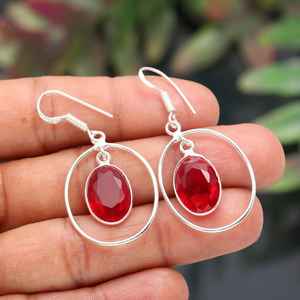 Boucles d'oreilles en grenat, argent sterling 925, pierre précieuse naturelle, bijoux faits à la main pour femmes, vente en gros - Product Image 4