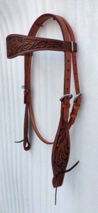 Cabezada de cuero negro para caballo con nudos ecuestres ajustables trenzados a mano de cuero crudo natural - Product Image 2