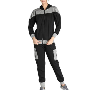 Conjunto Deportivo de Mujer, Color Sólido, Manga Larga, Cierre de Cremallera, Ropa Deportiva Informal, Transpirable, Ecológica, de Forro Polar, para Invierno - Product Image 1