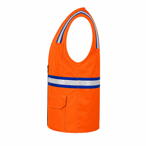 Gilet de sécurité réfléchissant en coton personnalisé, multi-poches, fermeture éclair sur le devant, vêtements de travail pour les ouvriers du bâtiment, service de broderie de logo - Product Image 2