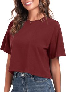 Camiseta Corta de Verano para Mujer, Cuello Redondo, Manga Corta, Algodón Suave, Corte Ajustado, Estilo Baby Tee, Impresión Personalizada, Producción OEM ODM - Product Image 2
