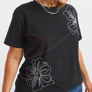 T-shirt décontracté pour femme ZM, couleur unie, col rond, manches courtes, coupe classique, 100% coton, tissu jersey respirant, à porter toute l'année - Product Image 4