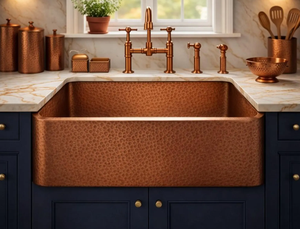 Évier de cuisine moderne de luxe en cuivre massif, fait main, à cuve unique profonde, à encastrer sous plan, pour cuisines et hôtels haut de gamme - Product Image 4