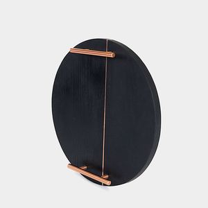 Wholesale Luxury Round Wooden Dining Tray Bulk Copper Handles Hotel Restaurant Serving Platter Elegant Acacia Tablewar - Product Image 1