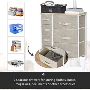 Cassettiera in Tessuto a 7 Cassetti con Contenitori Facili da Estrarre e Struttura in Metallo per l'Organizzazione della Camera da Letto |   Grigio - Product Image 4