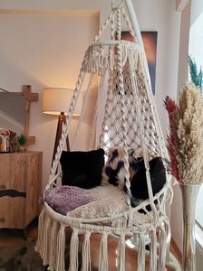 Silla colgante de macramé, Silla colgante para interiores, Silla colgante de macramé, Columpio para interiores, Silla colgante tipo hamaca para dormitorio - Product Image 2