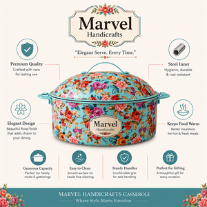 Olla de Acero Aislada con Diseño Floral de Marvel Handicrafts, Recipiente para Comida Caliente con Tapa, Tazón para Servir Premium para Cocina, Comedor o Regalo - Product Image 5