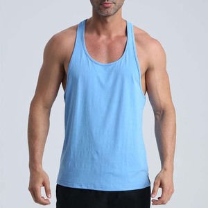 Men's Solid Color Cotton Tank Top O-Neck Casual Sleeveless Knitted Plain Dyed Beige - Product Image 2