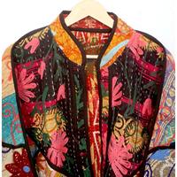 Nouvelle arrivée, veste en coton pour femmes, design Kantha, multicolores, style ethnique, broderie, fermeture ouverte, faite à la main, vintage, écologique