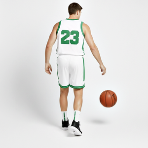 Uniforme de Baloncesto de Poliéster 100% de Calidad Premium en Blanco con Verde, Ropa Deportiva de Venta Caliente a Precios de Mayoreo - Product Image 6