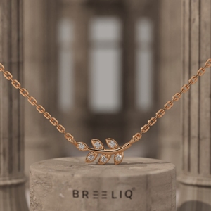Collar con Colgante de Hoja de Diamante Cultivado en Laboratorio de Oro de 14K, Collar de Cadena Delicado Inspirado en la Naturaleza para Mujer, Proveedor OEM - Product Image 5