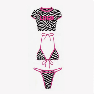 2-Piece Women's Bikini Set Crew Neck <b>Thongs</b> Eco-Friendly Spandex/Polyester Customizable Logo OEM Private Label Beachwear - Product Image 5