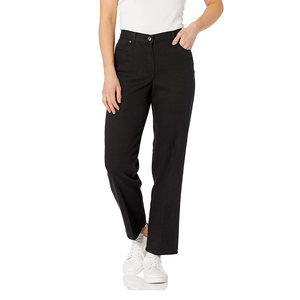 Pantalon en jean noir taille haute pour femme, coupe droite, décontracté, séchage rapide, cinq poches, style mode, idéal pour le bureau - Product Image 2