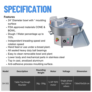 Máquina Redondeadora de Masa de Alta Velocidad para Panadería - Mesa - Redondeadora de Bolas de Masa para Pizza y Pan - Equipo de Horneado para Panadería - Product Image 2