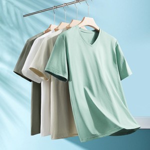 T-shirt en coton uni pour homme, respirant, doux, léger, confortable, décontracté, pour un usage quotidien, essentiel pour l'été - Product Image 3