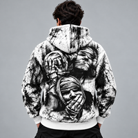 Sweat à capuche blanc pour homme avec imprimé visage style bandage, motif éclaboussures grunge, streetwear Y2K