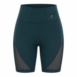 Shorts de yoga taille haute pour femmes, avec empiècements en maille respirante, logo personnalisé, extensibles, vêtements de sport personnalisés, marque privée, vente en gros, shorts de course - Product Image 1