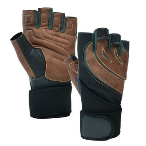Gants de musculation en cuir pour l'exercice et le fitness, demi-doigts, pour la musculation et l'entraînement en salle de sport, avec sangle de poignet réglable - Product Image 1