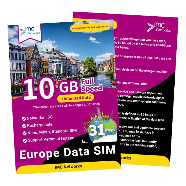 Wholesale Europe 5G 4G Roaming Travel ESIM 31 Days 10GB SIM Cards with Custom Packaging for Reseller
