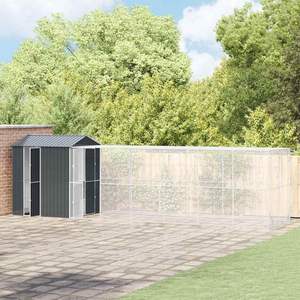 กรงนกเหล็กชุบสังกะสี 824 x 208 x 247 ซม. สีแอนทราไซต์ สำหรับเลี้ยงนกในสวนหลังบ้าน - Product Image 3