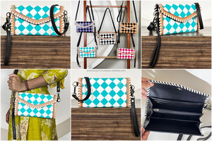 New Stylish Handmade Cowhide Leather Crossbody Bag Checkered Pattern Shoulder Purse <b>Adjustable</b> <b>Strap</b> Clutch Perfect for Women's - Product Image 3