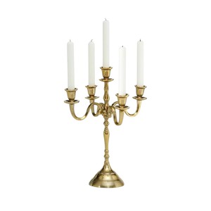 Grand chandelier doré poli à 5 bras en métal pour banquets, mariages, événements et décorations de table - Product Image 3