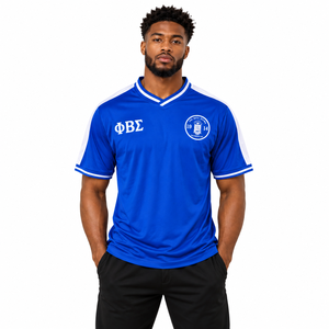 Camiseta de Fútbol Phi Beta Sigma Azul Rey y Blanco de Manga Corta con Letras Griegas para Hombre, Deportiva - Product Image 1
