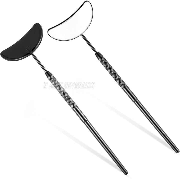 Large Half Moon Cosmetic Mirror Lighted Stainless Steel Frame Leather Finish Sustainable Eyelash Extensions Tool Beauty Use