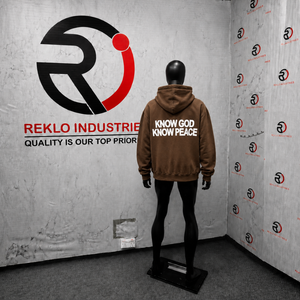 Sudadera con Capucha No God No Peace para Hombre, Marrón, Oversize, Casual, de Forro Polar, con Estampado Frontal, Corte Regular, Estilo Otoñal - Product Image 4