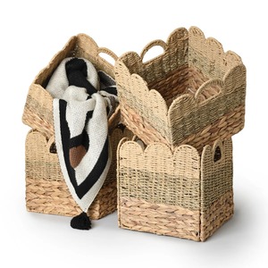 <b>Basket</b> Seagrass water hyacinth and paper Handmade <b>Storage</b> <b>Basket</b> Wholesale eco-friendly Made in Vietnam - Product Image 1