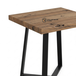 Hand-Carved Hexagonal Wooden Side <b>Table</b> Customized Color Floral Pattern Industrial Metal Accent <b>Stool</b> for Entry Living Room - Product Image 3