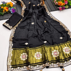 Sari indio Gotapatti de seda pura - Product Image 1