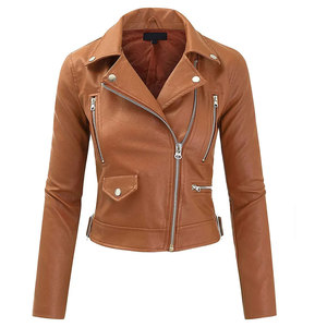 AL BARAKA WEAR Wholesale Custom Women <b>Leather</b> <b>Jacket</b> Slim Fit Biker Coat OEM ODM Embroidery Custom Label Breathable <b>Winter</b> - Product Image 2