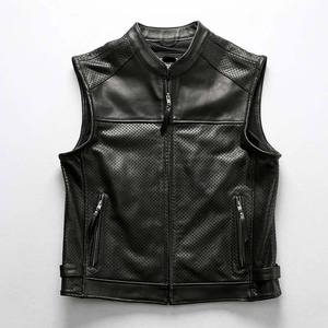 Chaleco de Cuero para Hombre, Transpirable y Cómodo, Resistente al Viento e Impermeable, Estilo Urbano, Hecho en Fábrica, Ropa Casual - Product Image 1