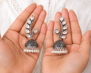 Factory Wholesale Brass Zircon Oxidized Drop Jhumki <b>Earrings</b> for Women Indian Bohemian Fashion Jewelry - Product Image 6