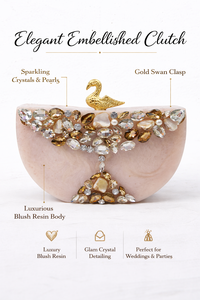 Bolso de Mano Clásico de Moda con Adornos de Aleación, Diseño Floral de Cristal, Detalles de Hojas Doradas y Cierre Magnético - Product Image 6