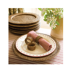 Sous-plat en rotin pour occasions spéciales, motif végétal bohème, vert - Product Image 5