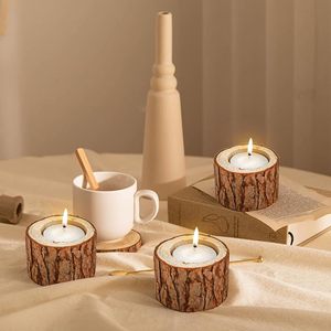 Wooden <b>TeaLight</b> Candle Holders, Personalized Wood Votive <b>Tealight</b> Holders, Vintage Pillar Candle Stands Bulk for Home Wedding - Product Image 1