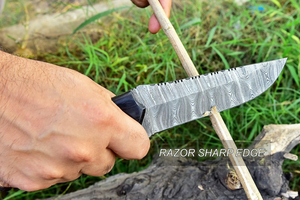Handmade Damascus Steel Survival Hunting <b>Knife</b> with Wood <b>Handle</b> Fixed Blade Camping Bushcraft <b>Knife</b> OEM ODM Manufacture - Product Image 4