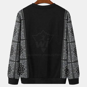 เสื้อสเวตเชิ้ตผู้ชายคลาสสิก ผ้าคอตตอนผสม แขนเสื้อลายทาง คอกลม เหมาะสำหรับเล่นกีฬาและสวมใส่ลำลอง - Product Image 2