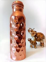 New Arrival Ayurvedic Eco-Friendly Brown <b>Copper</b> Water <b>Bottle</b> Hammered Design Portable Travel Use Classic Office Use Lids - Product Image 2