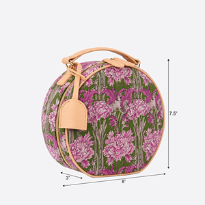 Round Floral Cosmetic Bag Zipper Makeup Case Leather Trim Travel Toiletry Pouch Wedding <b>Hat</b> <b>Box</b> - Product Image 2