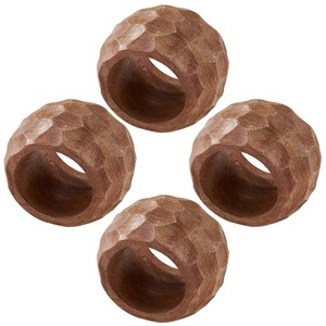 Lot d'anneaux de serviette en bois foncé faits à la main, design à facettes, réutilisables, décoration de table rustique pour mariages, dîners, événements et maison - Product Image 2