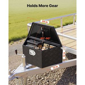 Boîte à outils robuste en aluminium pour remorque, 26'' x 13'' x 12'', avec clés, pour rangement utilitaire et organisation - Product Image 2