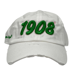 AKA 1908 White Hat Green Embroidered Letter Baseball <b>Cap</b> Adjustable Cotton Headwear Casual Fashion <b>Vintage</b> Style <b>Cap</b> for Men - Product Image 1