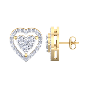 Luxury 14K Gold Diamond Heart <b>Stud</b> Earrings for Women Elegant Romantic Sparkling Fine Jewelry Wholesale Gift - Product Image 1