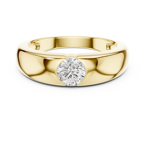 Yellow Gold Round Lab Grown <b>Diamond</b> Bezel Set Solitaire <b>Ring</b> for Women Wedding Engagement Fine Jewelry - Product Image 1