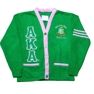 Cardigan en maille sergé vert brodé à double couture pour femme, avec lettres, boutonnage frontal, style décontracté et tendance - Product Image 5